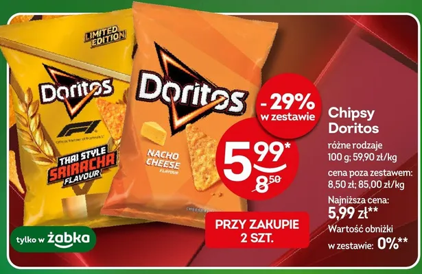 Chipsy Doritos Nacho Cheese Flavour promocja w Żabka