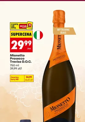 Wino musujące Mionetto Prosecco Treviso D.O.C. promocja w Biedronka