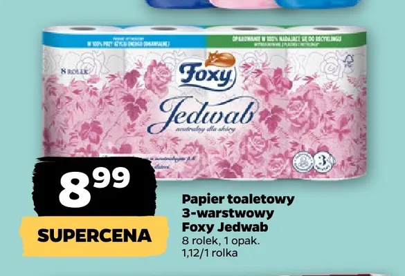 Papier toaletowy 3-warstwowy Foxy Jedwab 8-pak promocja w Netto