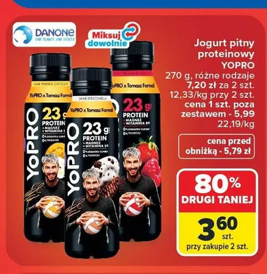 Jogurt pitny proteinowy Danone YoPro o smaku truskawkowym promocja w Carrefour Market