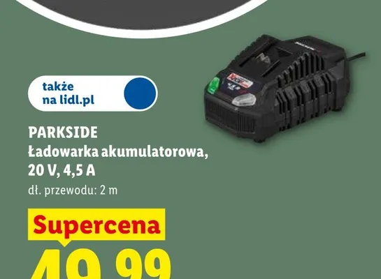 Ładowarka akumulatorowa PARKSIDE 20V 4,5A promocja w Lidl