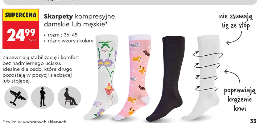 Skarpety kompresyjne męskie promocja w Biedronka