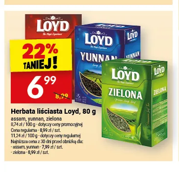 Herbata zielona liściasta Loyd promocja w Twój Market