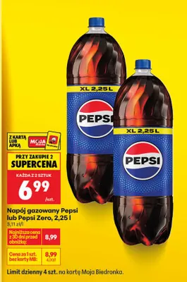 Napój gazowany Pepsi Zero promocja w Biedronka