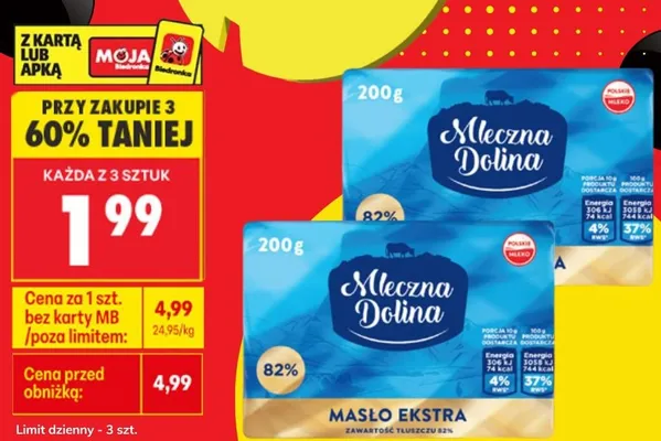 Masło ekstra Mleczna Dolina promocja w Biedronka