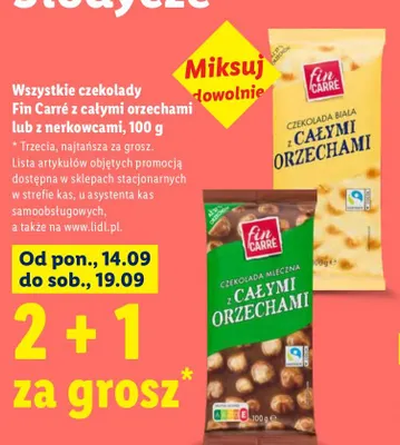 Czekolada biała z całymi orzechami Fin Carré promocja w Lidl