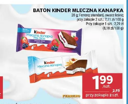 Baton Kinder Mleczna Kanapka owoce leśne promocja w Stokrotka