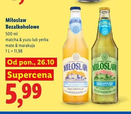 Piwo bezalkoholowe Miłosław yerba mate & marakuja promocja w Lidl