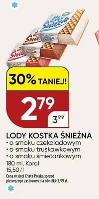 Lody Kostka Śnieżna o smaku truskawkowym promocja w Chata Polska