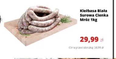 Kiełbasa biała surowa cienka Mróz promocja w Torimpex Toruńska Sieć Sklepów Spożywczych