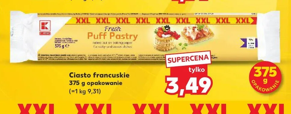 Ciasto francuskie K Classic XXL Fresh Puff Pastry promocja w Kaufland