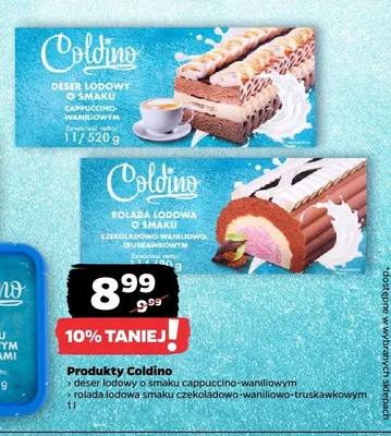 Deser lodowy o smaku cappuccino-waniliowym Coldino promocja w Netto