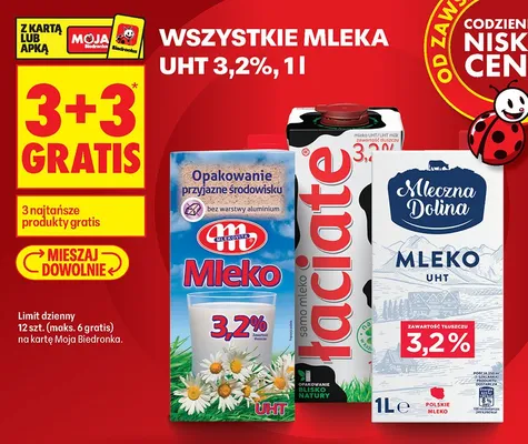 Mleko UHT Łaciate 3,2% promocja w Biedronka