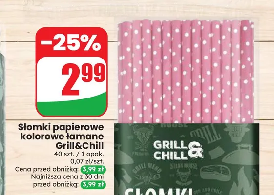 Słomki papierowe kolorowe łamane Grill & Chill promocja w Dino