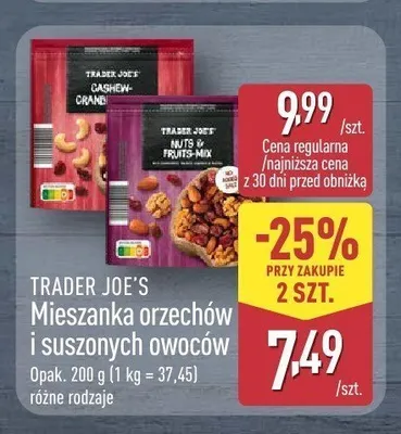 Mieszanka orzechów i suszonych owoców Trader Joe's promocja w Aldi