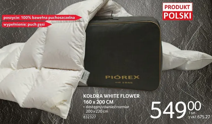 Kołdra WHITE FLOWER 160x200 cm promocja w Selgros