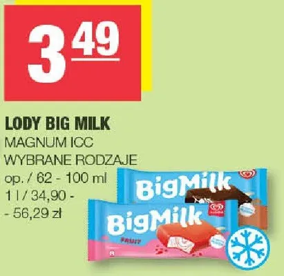 Lody Big Milk Magnum ICC wybrane rodzaje promocja w SPAR