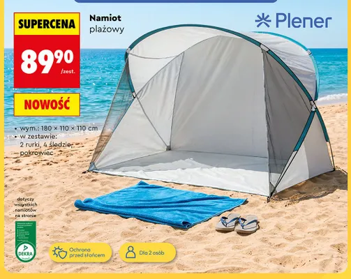 Namiot plażowy Plener 180x110x110 cm promocja w Biedronka