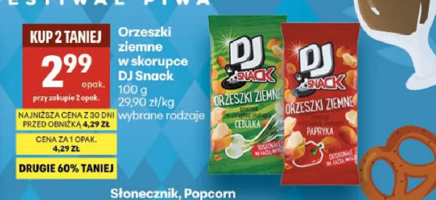 Orzeszki ziemne w skorupce papryka DJ Snack promocja w Delikatesy Centrum