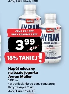 Napój mleczny na bazie jogurtu Ayran Müller promocja w Netto