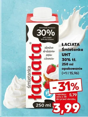 Śmietanka UHT 30% Łaciate promocja w Kaufland
