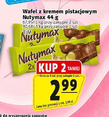 Wafel z kremem pistacjowym Nutymax promocja w Prim Market