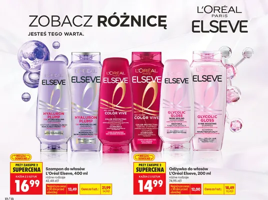 Szampon do włosów L'Oréal Elseve różne rodzaje promocja w Biedronka