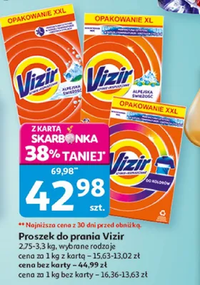 Proszek do prania Vizir, 2,75-3,3 kg, wybrane rodzaje promocja w Auchan