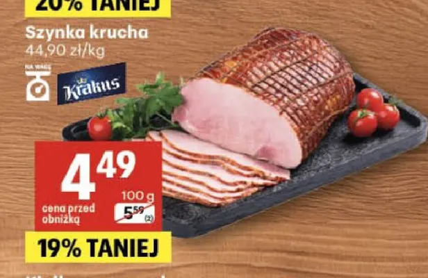 Szynka krucha Krakus promocja w Delikatesy Centrum