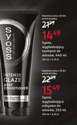 Wygładzająca odżywka do włosów Syoss Intense Glaze Deep Conditioner promocja w Rossmann