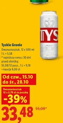 Piwo Tyskie Gronie 12-pak 500 ml promocja w Lidl