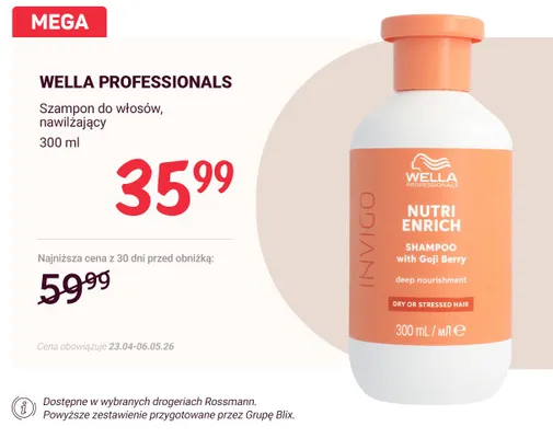 Szampon do włosów nawilżający Wella Professionals Invigo Nutri Enrich promocja w Rossmann