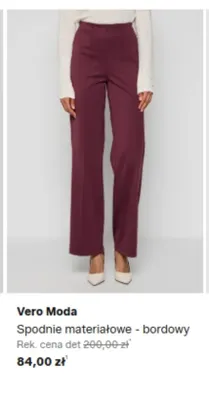 Spodnie materiałowe Vero Moda bordowy promocja w Lounge by Zalando