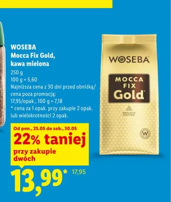 Kawa mielona WOSEBA Mocca Fix Gold promocja w Lidl