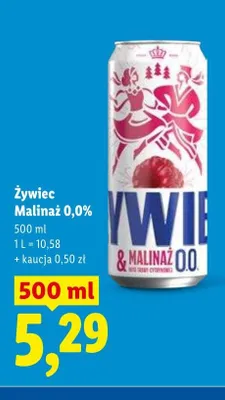 Piwo bezalkoholowe Żywiec Malinaż 0,0% promocja w Lidl