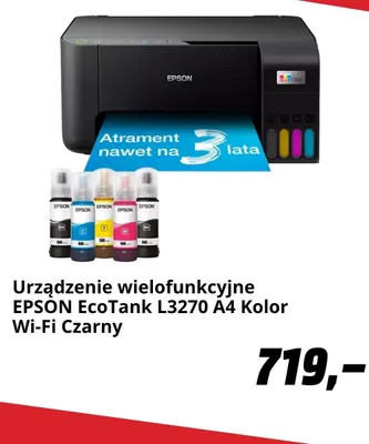 Urządzenie wielofunkcyjne Epson EcoTank L3270 A4 Kolor Wi-Fi Czarny promocja w Media Markt