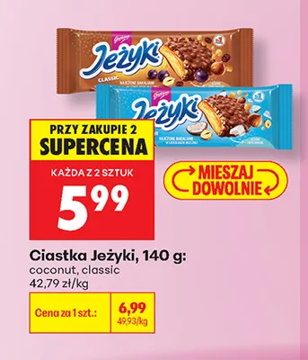 Ciastka Jeżyki coconut promocja w Biedronka