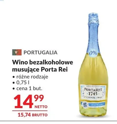 Wino bezalkoholowe musujące Porta Rei promocja w Makro