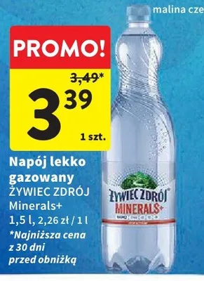Napój lekko gazowany Żywiec Zdrój Minerals+ promocja w Intermarche