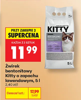 Żwirek bentonitowy Kitty o zapachu lawendowym promocja w Biedronka