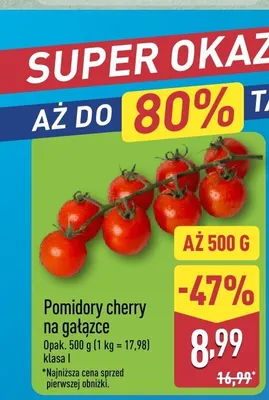 Pomidory cherry na gałązce klasa I promocja w Aldi