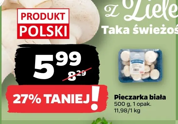 Pieczarki białe polskie promocja w Netto