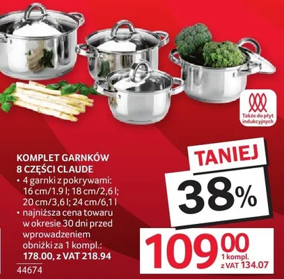 Komplet garnków 8 części CLAUDE AMBITION promocja w Selgros