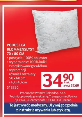 Poduszka Blommenslyst 70x80cm promocja w Selgros