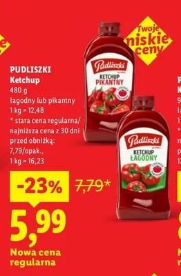 Ketchup pikantny Pudliszki promocja w Lidl