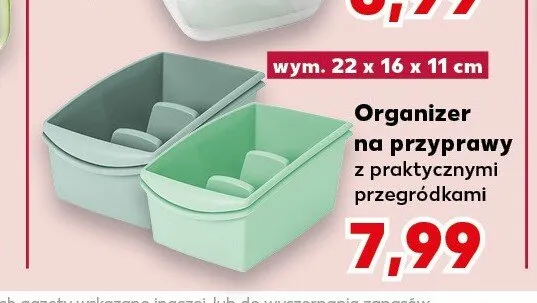 Organizer na przyprawy z praktycznymi przegródkami wym. 22x16x11cm promocja w Kaufland