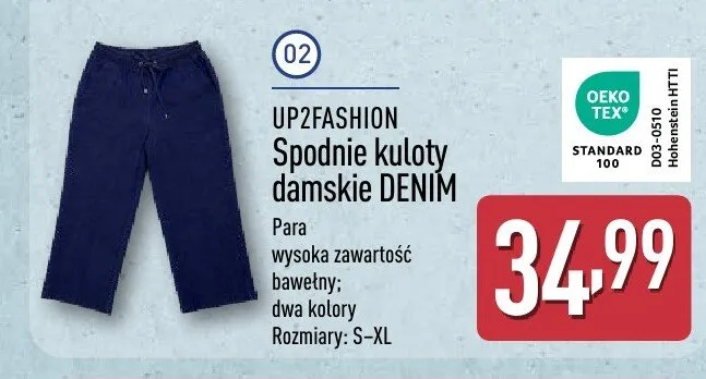 Spodnie kuloty damskie DENIM UP2FASHION promocja w Aldi