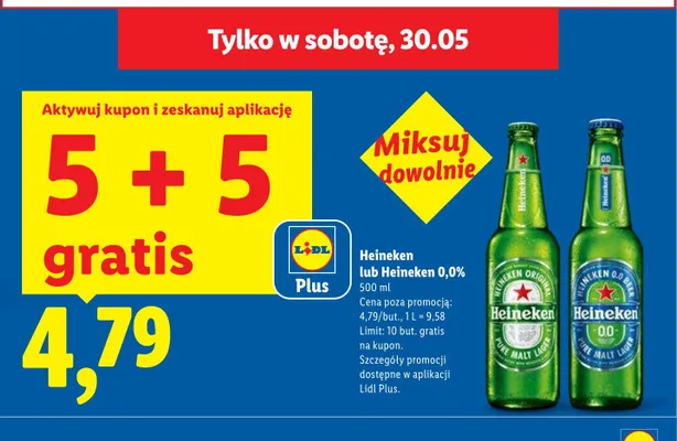 Piwo bezalkoholowe Heineken 0,0% promocja w Lidl