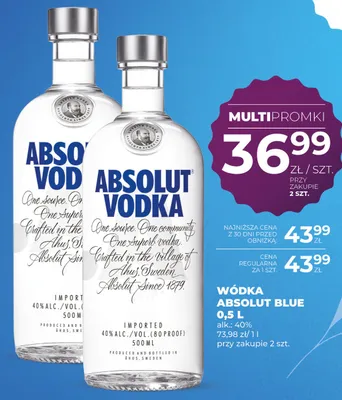 Wódka Absolut Blue promocja w Duży Ben