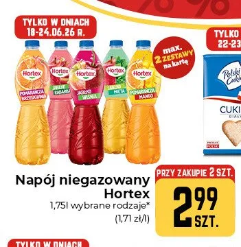 Napój niegazowany Hortex Pomarańcza Brzoskwinia promocja w Społem Częstochowa
